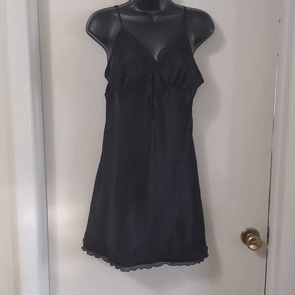 Victoria's Secret Black Slip with Bow Satin Slip Cami Slip Vintage